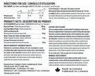 Product label with directions for use, product facts, and manufacturing information for a pet supplement.