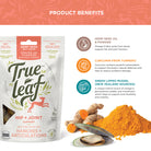 Hip & Joint ingredient facts for hemp seed oil and powder, curcumin (from turmeric), and new zealand sourced green lipped mussel
