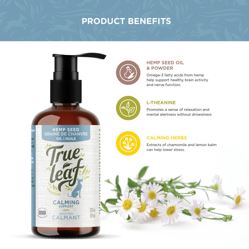 Trueleaf Calming Support oil food topper product benefits panel